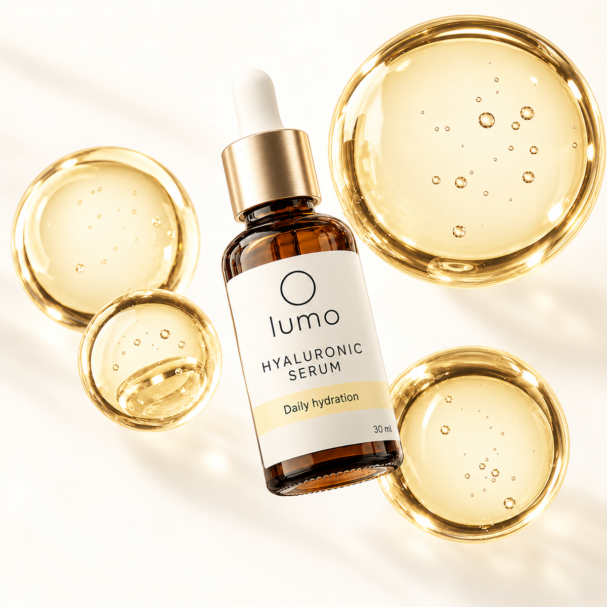 Lumo Hyaluronic Facial Serum — packaging design mockup