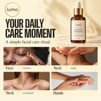 Lumo Tranexamic Serum · Original Edition — daily care editorial mockup