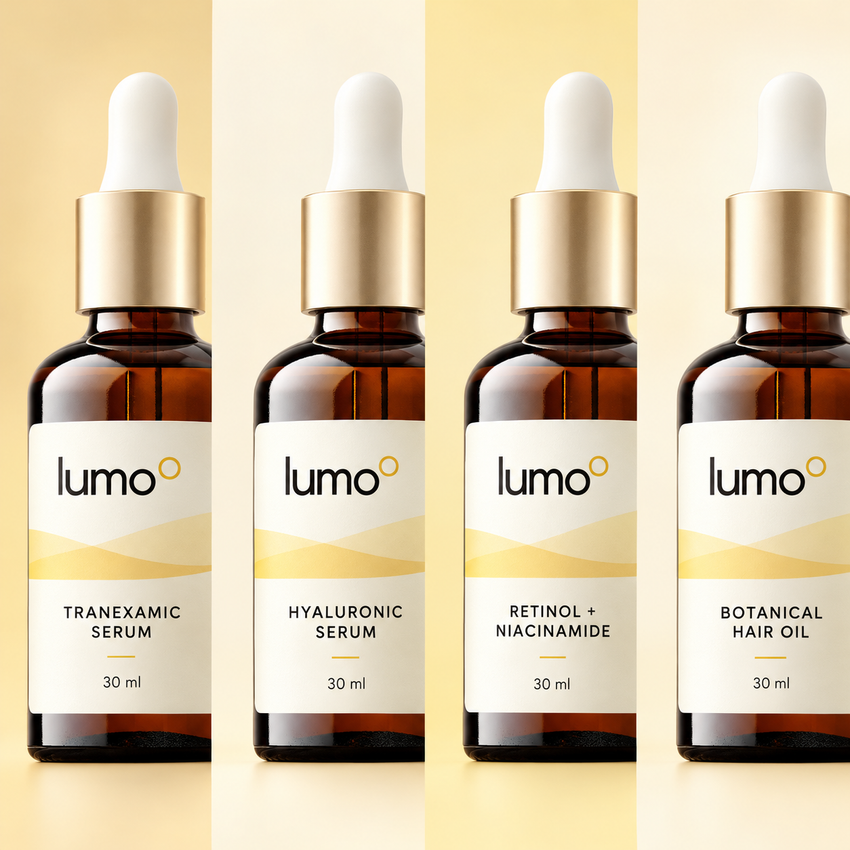 Lumo Four-Serum Care Set — packaging design mockup