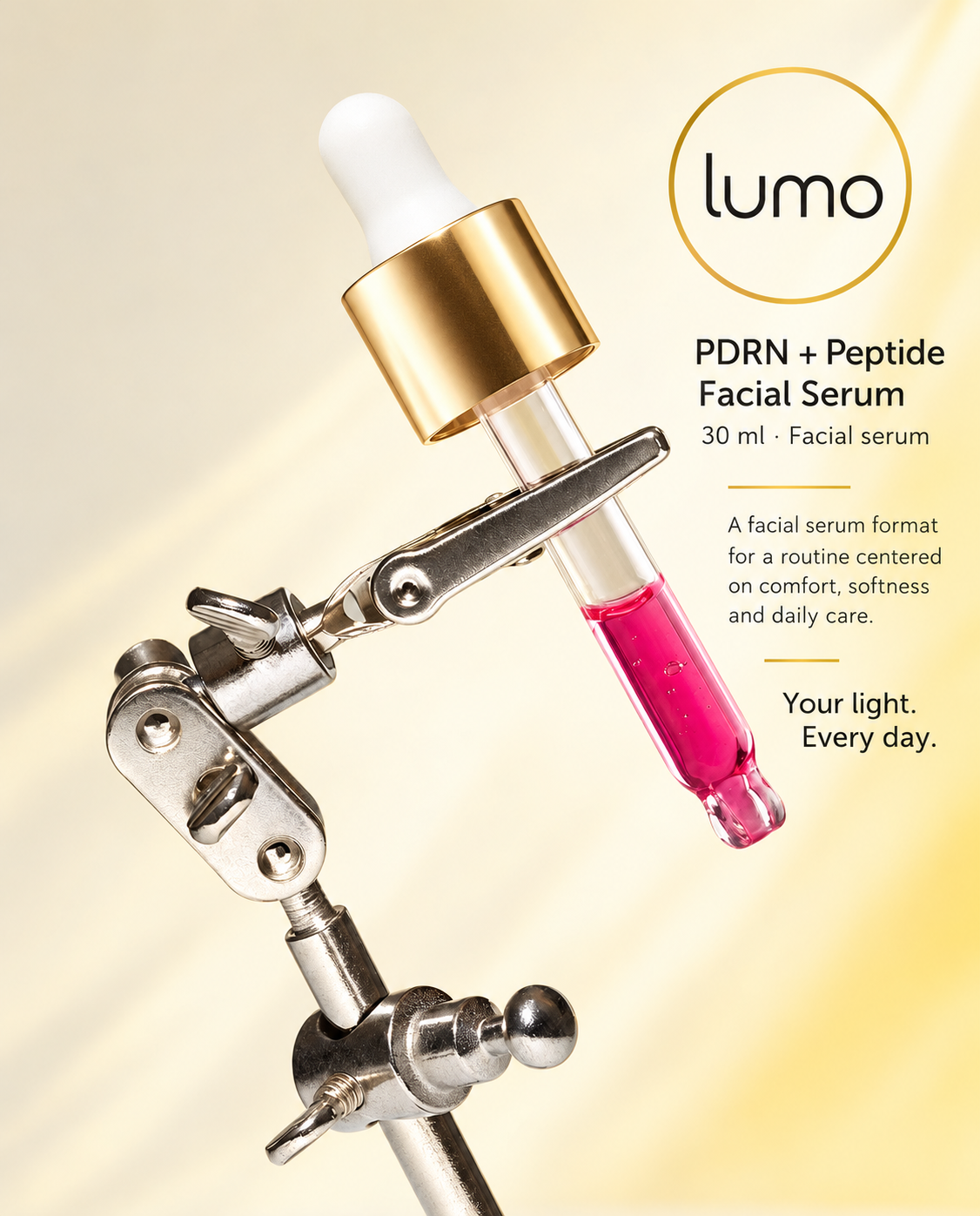 Lumo PDRN + Peptide Facial Serum — Lumo packaging mockup