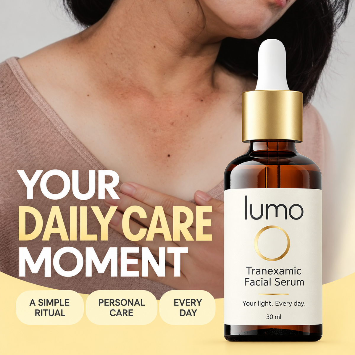 Lumo Tranexamic Facial Serum — daily care packaging mockup