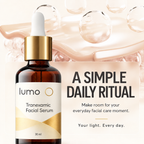 Lumo Tranexamic Facial Serum — daily care editorial mockup